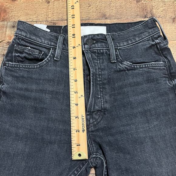 MOTHER Superior The Tomcat Hidden Button Fly Crop Straight Leg Jeans Black Sz 24 - Picture 6 of 8